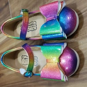 Pipperdoodles rainbow bow shoes size 12 toddler